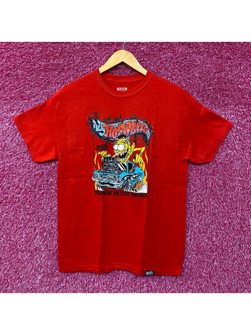 Hot wheels broken promises red Tshirt size medium